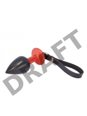 Черно-красная коническая анальная пробка с ремешком - 7 см.