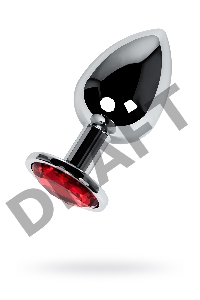 Анальная втулка Metal by TOYFA, металл, серебряная, с красным кристаллом, 9,5 см, Ø 4 см, 420 г