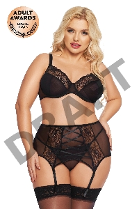 Комплект SoftLine Collection Dolores (бюстгальтер, стринги и пояс для чулок), черный, XXL