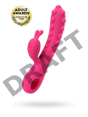 Вибратор с клиторальным стимулятором KOKOS SMON, силикон, розовый, 23 см