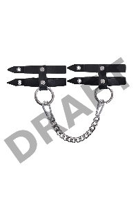 Оковы однослоиные из двух ремешков Pecado BDSM, натуральная кожа, черные