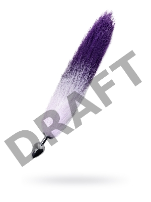 Анальная втулка Metal by TOYFA с бело-фиолетовым хвостом, металл, серебряная, 45 см, Ø 3,3 см