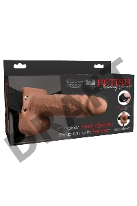 Перезаряжаемый универсальный полый вибрострапон с пультом ДУ Fetish Fantasy 7 Hollow Rechargeable Strap-On Remote Tan