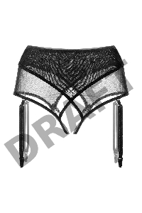 Эротические трусики-пояс для чулок Waname Pliability с высокой посадкой черные (46-48)