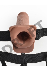 Перезаряжаемый универсальный полый вибрострапон с пультом ДУ Fetish Fantasy 7 Hollow Rechargeable Strap-On Remote Tan