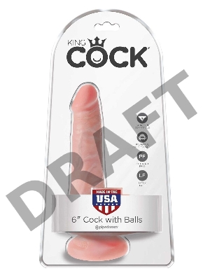 King Cock Фаллоимитатор-реалистик с яичками 6 телесный