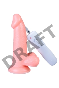 Телесный вибратор Vibrating Dong with Balls - 14 см.