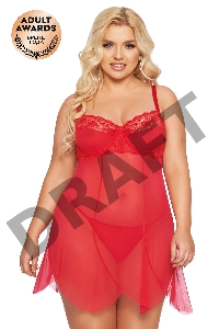 Ночная сорочка и стринги SoftLine Collection Carla, красный, XXL