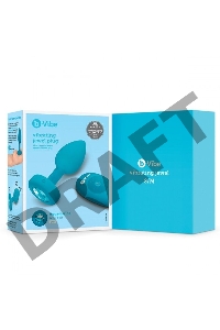 Бирюзовая анальная вибровтулка с кристаллом Vibrating Jewel Plug S/M - 10 см.
