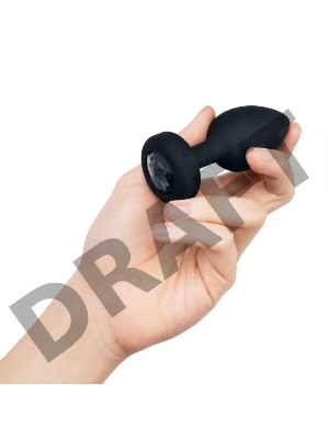 Черная анальная вибровтулка с кристаллом Vibrating Jewel Plug M/L - 10,5 см.