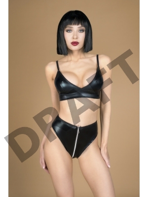 Комплект лиф и трусики с функциональной молнией из материала wet look(My Shadow) (L/XL)