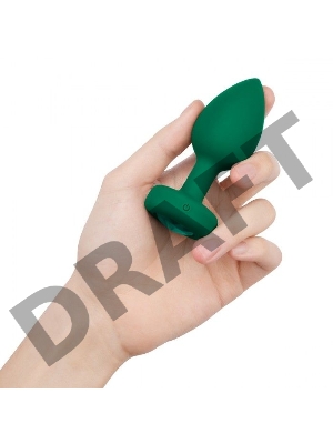 Зеленая анальная вибровтулка с кристаллом Vibrating Jewel Plug M/L - 10,5 см.
