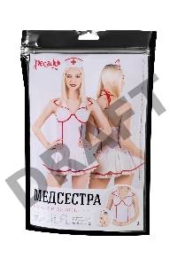 Верхняя часть костюма «Медсестра», Pecado BDSM, корсет, головной убор, бело-красный, 44