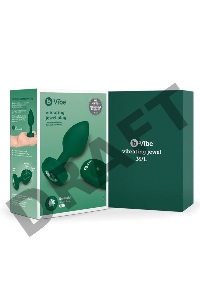 Зеленая анальная вибровтулка с кристаллом Vibrating Jewel Plug M/L - 10,5 см.