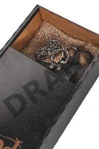 Портупея-чёкер-ошейник Pecado BDSM, с поводком и карабином в виде кольца, натуральная кожа, чёрная