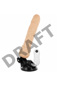 Телесный вибромассажер на мощной присоске Basecock Realistic Vibrator Remote Control - 19,5 см.