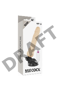 Телесный вибромассажер на мощной присоске Basecock Realistic Vibrator Remote Control - 19,5 см.