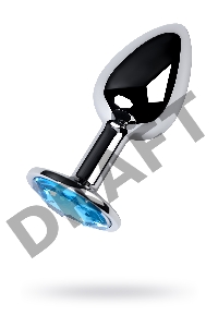 Анальная втулка Metal by TOYFA, металл, серебряная, с голубым кристаллом, 7 см, Ø 2,8 см, 50 г