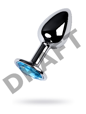 Анальная втулка Metal by TOYFA, металл, серебряная, с голубым кристаллом, 7 см, Ø 2,8 см, 50 г