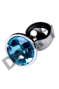 Анальная втулка Metal by TOYFA, металл, серебряная, с голубым кристаллом, 7 см, Ø 2,8 см, 50 г