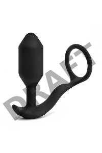 Черная анальная вибропробка с эрекционным кольцом Vibrating Snug & Tug M