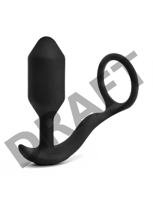 Черная анальная вибропробка с эрекционным кольцом Vibrating Snug & Tug M