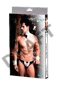 Костюм официанта Candy Boy Keyden (трусы, манжеты, воротник с бабочкой) черно-белый, OS