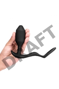 Черная анальная вибропробка с эрекционным кольцом Vibrating Snug & Tug M