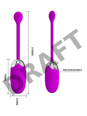 Виброяйцо BROOK 12 режимов вибрации, L 75 мм D 33 мм, фиолетовый арт. BI-014525
