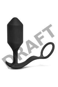 Черная анальная вибропробка с эрекционным кольцом Vibrating Snug & Tug XL
