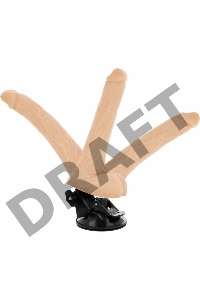 Телесный вибратор на мощной присоске Basecock Realistic Vibrator Remote Control - 18,5 см.