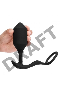 Черная анальная вибропробка с эрекционным кольцом Vibrating Snug & Tug XL