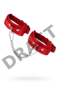Оковы мини Pecado BDSM, со скруглёнными углами, натуральная кожа, красные