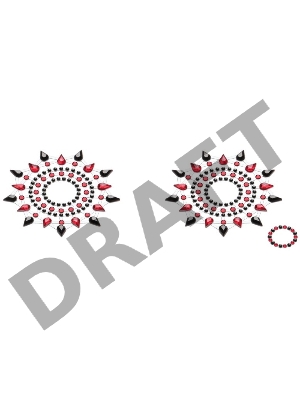 Breast & Pubic Jewelry Стикер Crystal Stiker черный + красный в наборе 2 шт