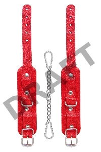 Оковы мини Pecado BDSM, со скруглёнными углами, натуральная кожа, красные