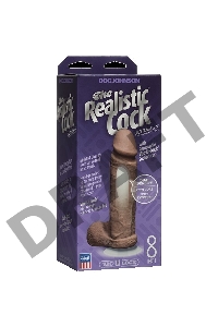 Фаллоимитатор реалистик на присоске 8” коричневый Realistic Cock Vac-U-Lock