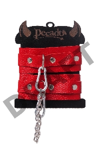 Оковы мини Pecado BDSM, со скруглёнными углами, натуральная кожа, красные