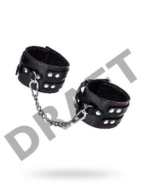 Оковы с двумя ремнями и чернои подкладкои Pecado BDSM, натуральная кожа, черные