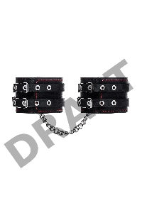 Оковы с двумя ремнями и чернои подкладкои Pecado BDSM, натуральная кожа, черные