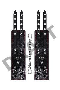 Оковы с двумя ремнями и чернои подкладкои Pecado BDSM, натуральная кожа, черные