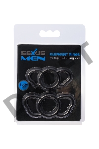 Набор эрекционных колец Sexus Men ELEPHANT RINGS, силикон, чёрный
