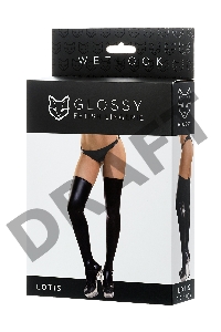 Чулки Glossy из материала Wetlook, черный, М