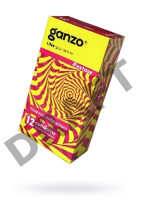 Презервативы Ganzo Extase, с точечно-ребристой поверхностью, анатомической формы, латекс, 18 см, 12