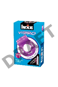 Фиолетовое эрекционное виброкольцо Luxe VIBRO Бешеная гейша + презерватив