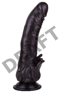 Чёрный фаллоимитатор с клиторальными лепестками - 18,5 см.