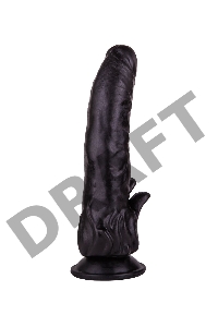 Чёрный фаллоимитатор с клиторальными лепестками - 18,5 см.