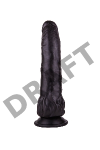 Чёрный фаллоимитатор с клиторальными лепестками - 18,5 см.