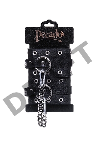 Оковы однослоиные с люверсами Pecado BDSM, натуральная кожа, черные