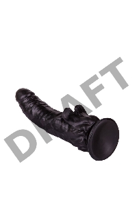 Чёрный фаллоимитатор с клиторальными лепестками - 18,5 см.