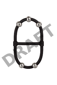 Черное эрекционное кольцо с бусинами Steel Beaded Dual Silicone Maximizer